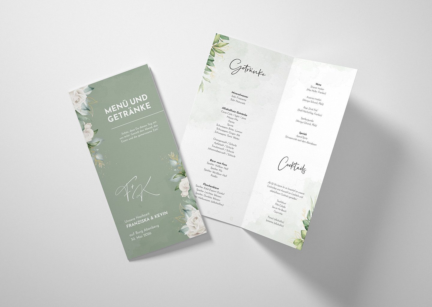 Hochzeit Menükarte